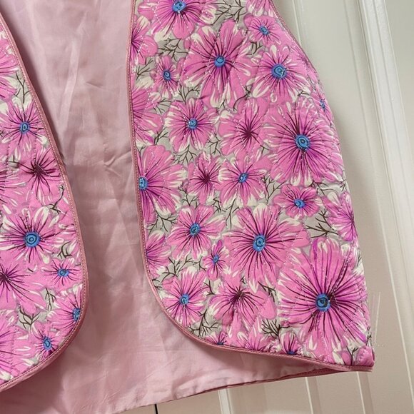 Vintage Jean Clément 100% Silk Quilted Floral Vest Purple - Picture 3 of 9